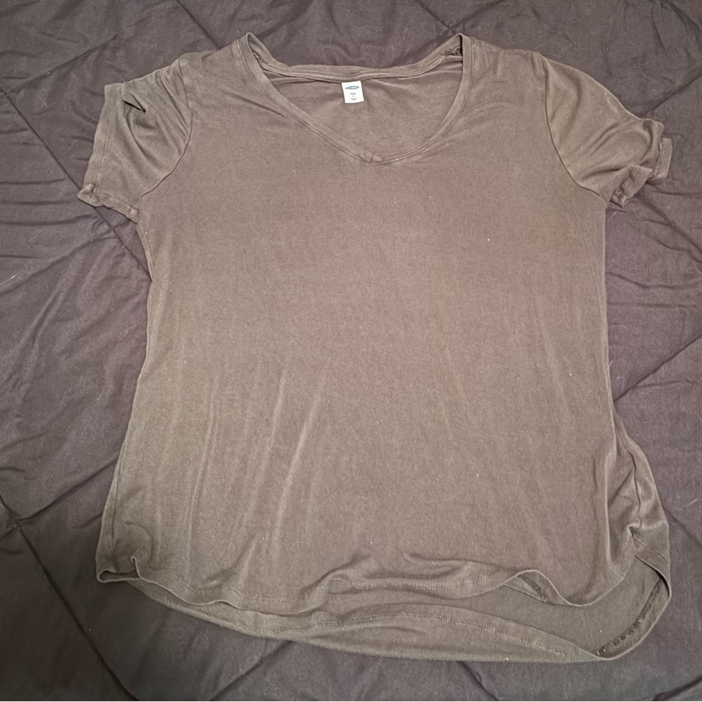 Casual Army Green V-Neck Women's Top